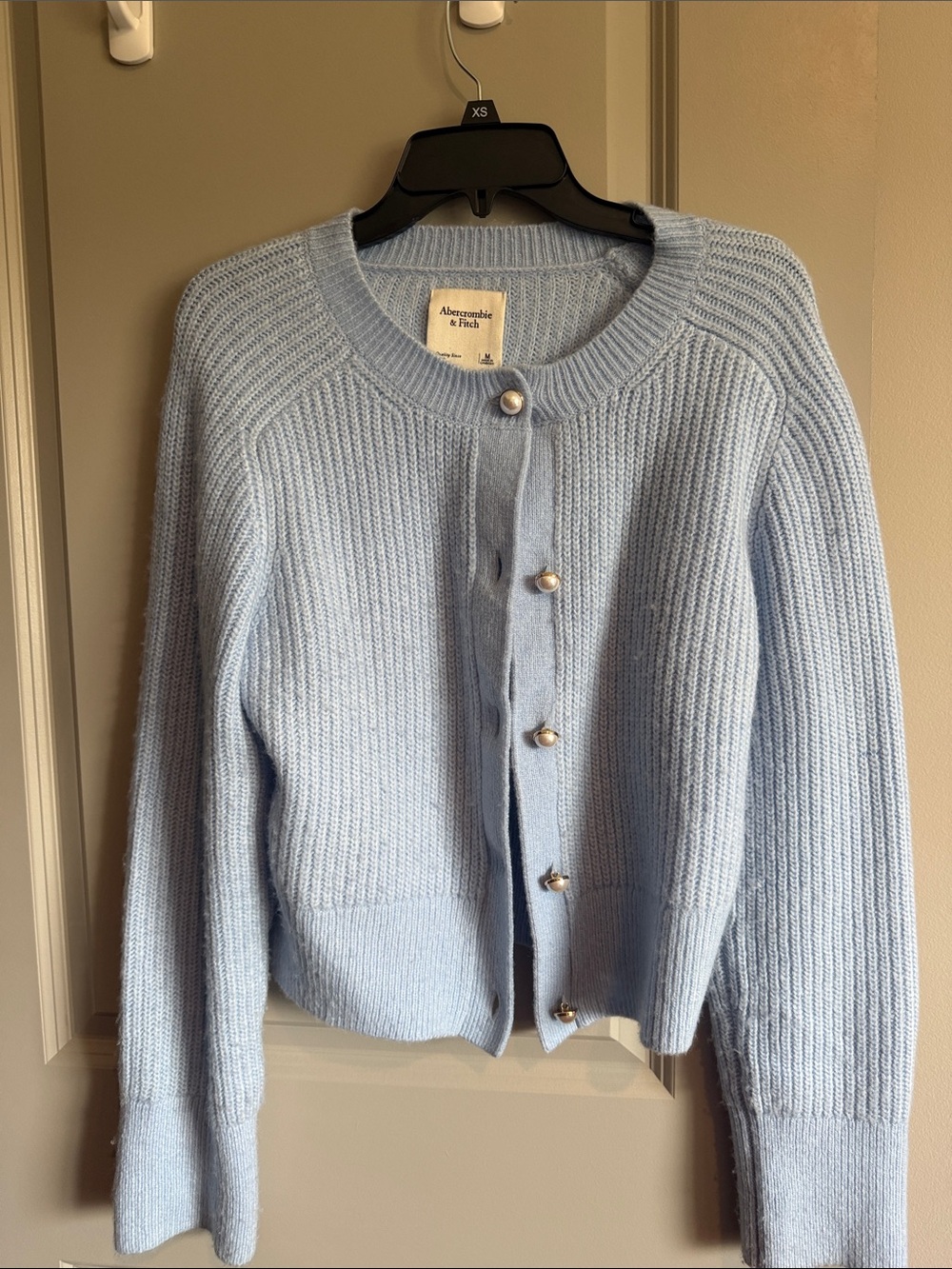 Abercrombie & Fitch Powder Blue Ribbed Button Cardigan